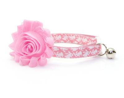 Pink and White Bunny Cat Collar