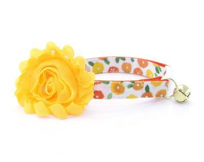 Pet Collar - Marigold - Orange and Yellow Floral Cat Collars 