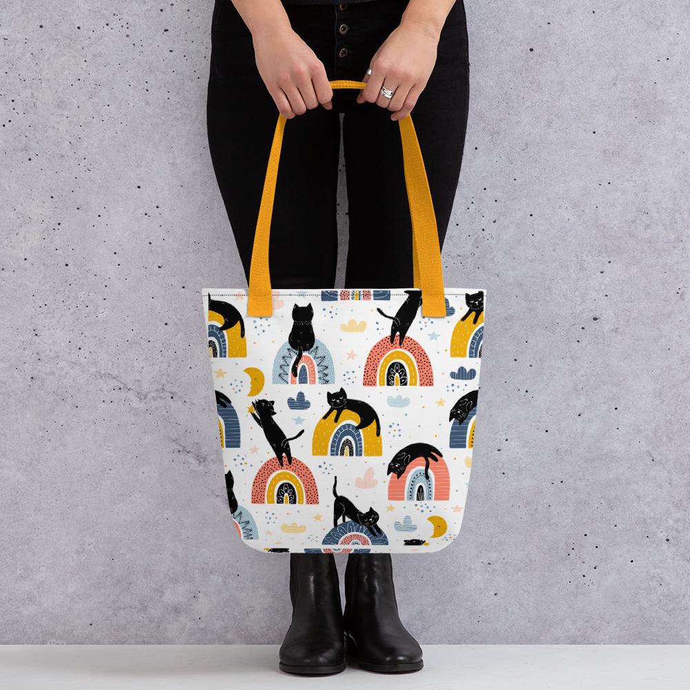 Rainbow Cats Tote Bag Tote Bag Yellow 