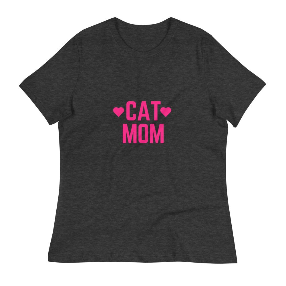 Cat Mom Relaxed T-Shirt Dark Grey Heather S 