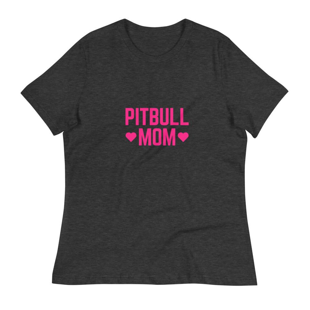 Pitbull Mom Relaxed T-Shirt Dark Grey Heather S 